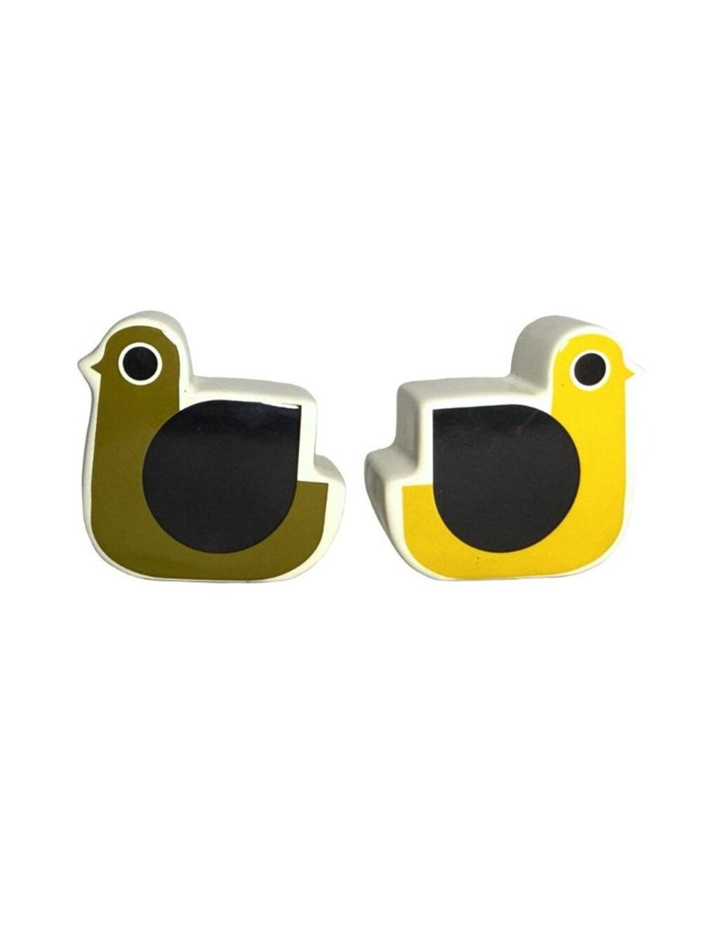 Orla Kiely Ceramic Bird Salt/Pepper Shakers Set Yellow/Green Retro-Style - Picture 3 of 7